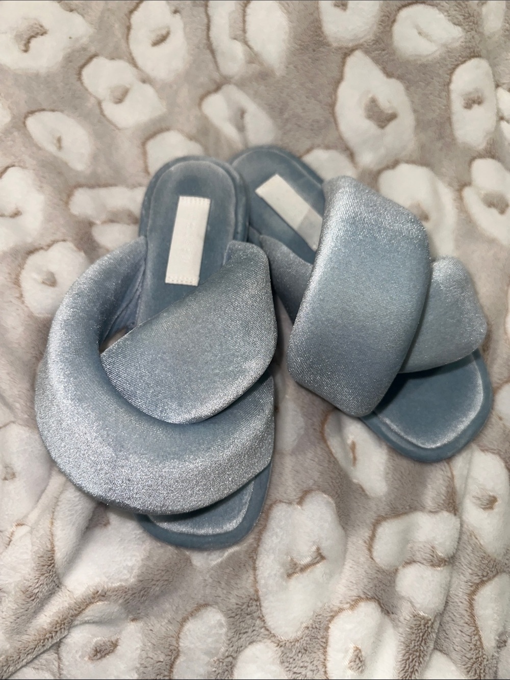 Women's Shimmery Pale Blue Slide Mules